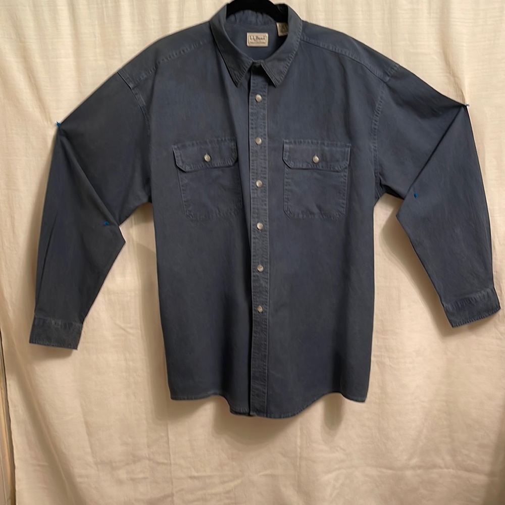 L.L.BEAN OMT16 LONG SLEEVE SHIRT 100% COTTON DOUBLE POCKETS EXCELLENT CONDITION